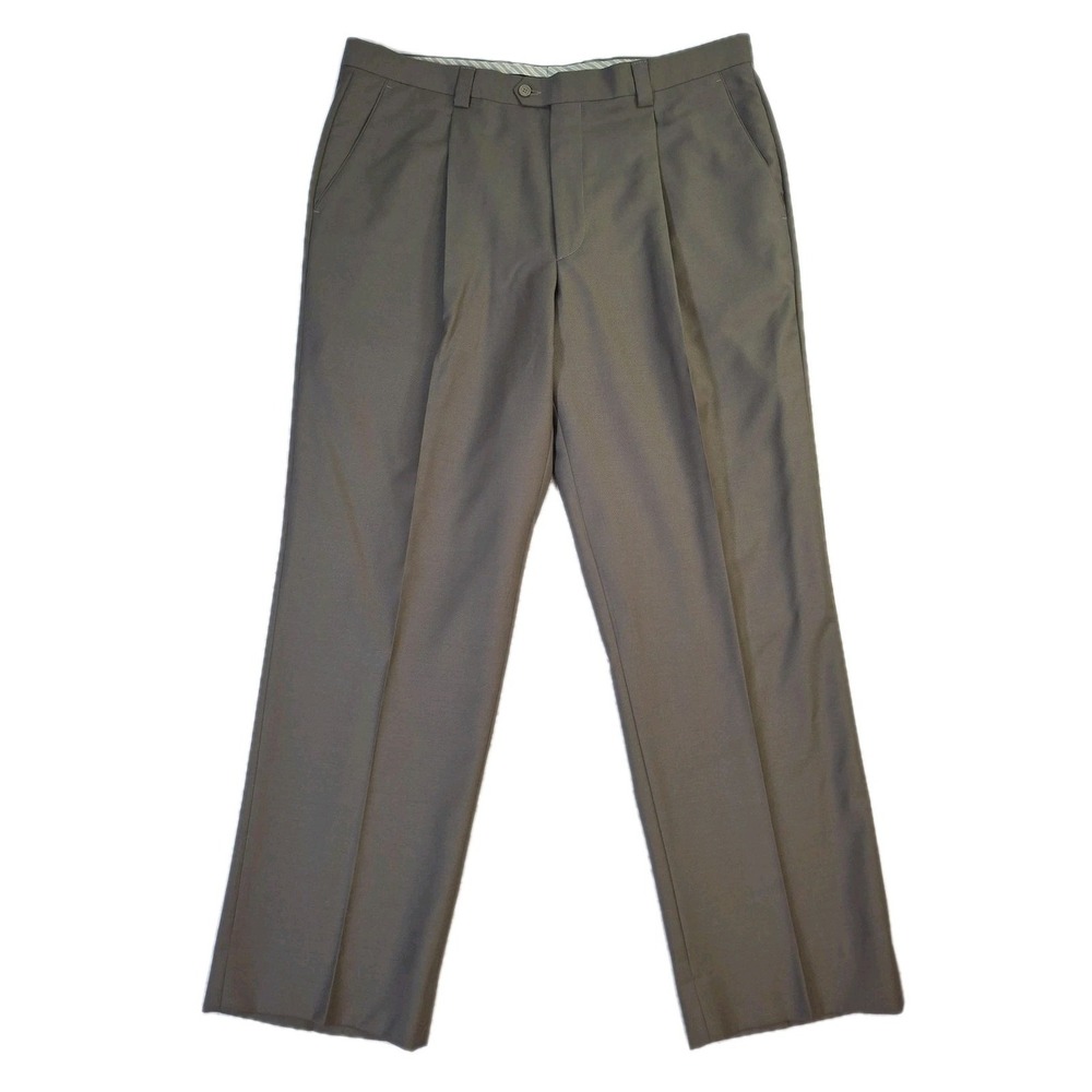 Angelico Pants Mens 40 Brown Wool Pleated Dress Made in Italy Super 100s EU 56